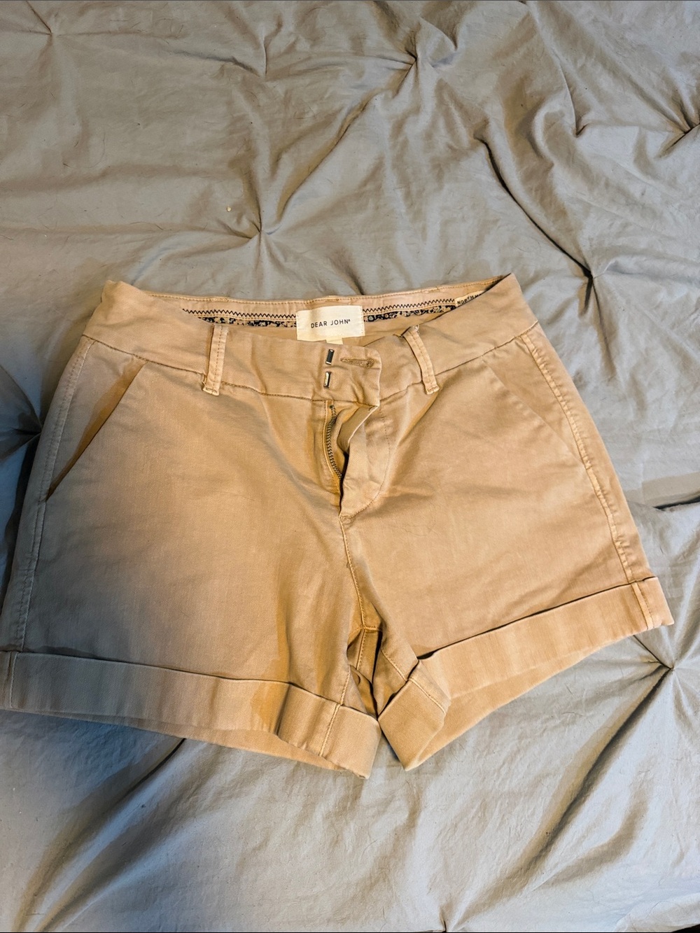 Dear John Beige High-Rise Cuffed Women's Shorts